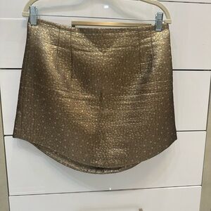 Zara Metallic Gold Mini Skirt Size Large